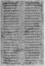 A page of the Codex Vercellensis, an example of the Vetus Latina. This section contains the Gospel of John, 16:23-30.