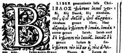 Matthew 1:1 in Plantin's 1584 Greek Latin Polyglot
