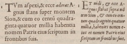 Revelation 14:1 in Beza's 1565 Latin New Testament