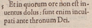 Revelation 14:5 in the 1565 Latin New Testament of Theodore Beza