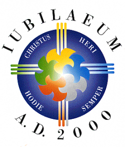 The official logo of the Great 2000 Jubilee features its motto: Christ Yesterday, Today, Forever.