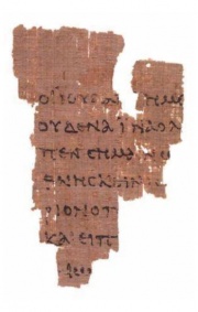 P52, a papyrus fragment from a codex (c. 90–160), one of the earliest known New Testament manuscripts.