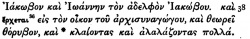 Mark 5:38 in Scrivener's 1881 Greek New Testament