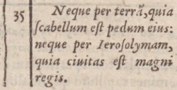 Matthew 5:35 in Beza's Vulgate of 1598 in the Greek-Latin New Testament