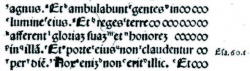 Revelation 21:24 in Latin in the 1514 Latin in the Complutensian Polyglot