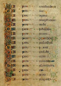 A page from the genealogy of Jesus, in Kells