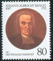 Stamp issued by the Deutsche Bundespost to commemorate the 300th anniversary of Bengel's birth