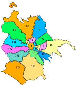 The 19 municipi of Rome.