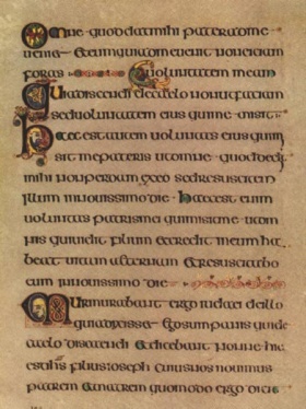 The Book of Kells, c. AD 800, is lettered in a script known as "insular majuscule," a variety of uncial script which originated in Ireland.