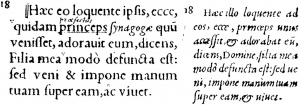 Matthew 9:18 in Latin in the 1565 New Testament of Theodore Beza