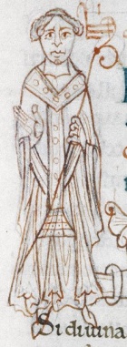 Near contemporary depiction of Lanfranc in Oxford Bodleian Library MS Bodley 569.