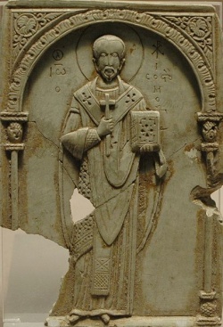 Byzantine 11th-century soapstone relief of John Chrysostom, Louvre
