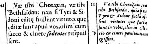 Matthew 11:21 in the 1598 Latin New Testament of Theodore Beza
