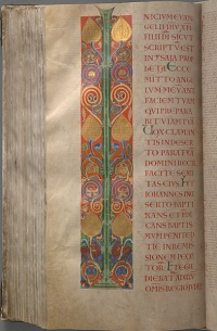 Mark 1:1–5 (Latin) in Codex Gigas (13th century).