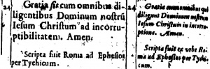 Ephesians 6:24 in Latin in the 1598 Greek/Latin New Testament of Theodore Beza