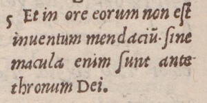Revelation 14:5 in the 1565 Vulgate of Theodore Beza