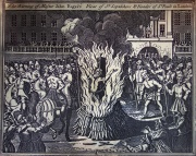 Illustration in Foxe's Book of Martyrs of Rogers' execution at Smithfield