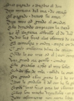 A page of Cantar de Mio Cid, in medieval Castilian.