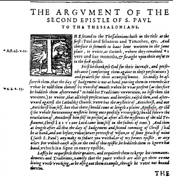 Image:2 Thessalonians introduction Douay Rheims 1610.JPG